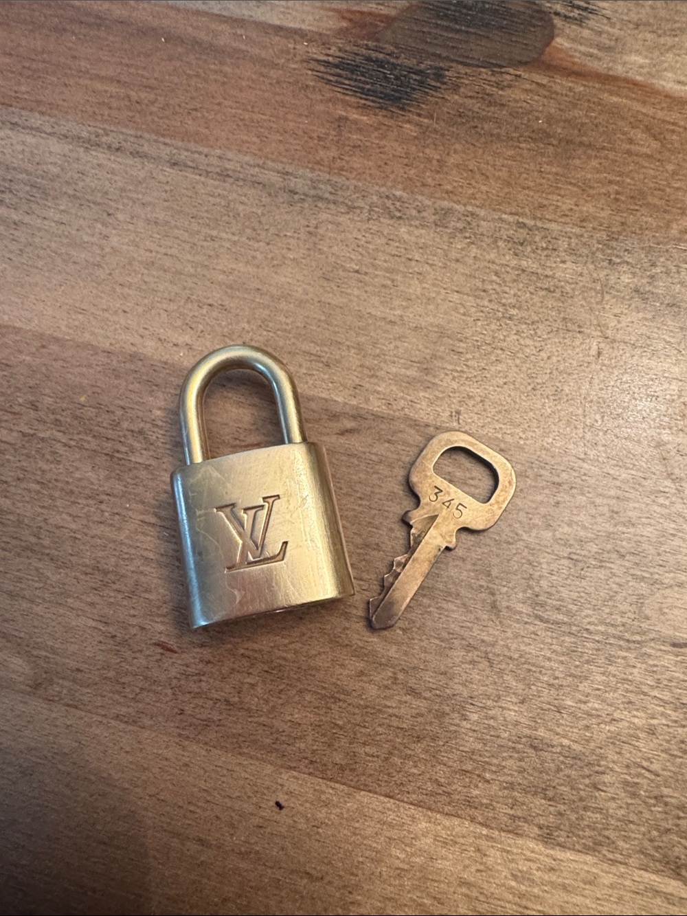 Louis Vuitton Gold Brass Padlock with Matching Key
